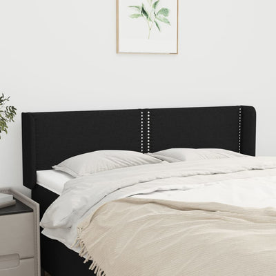 sengegavl med kanter 147x16x78/88 cm stof sort