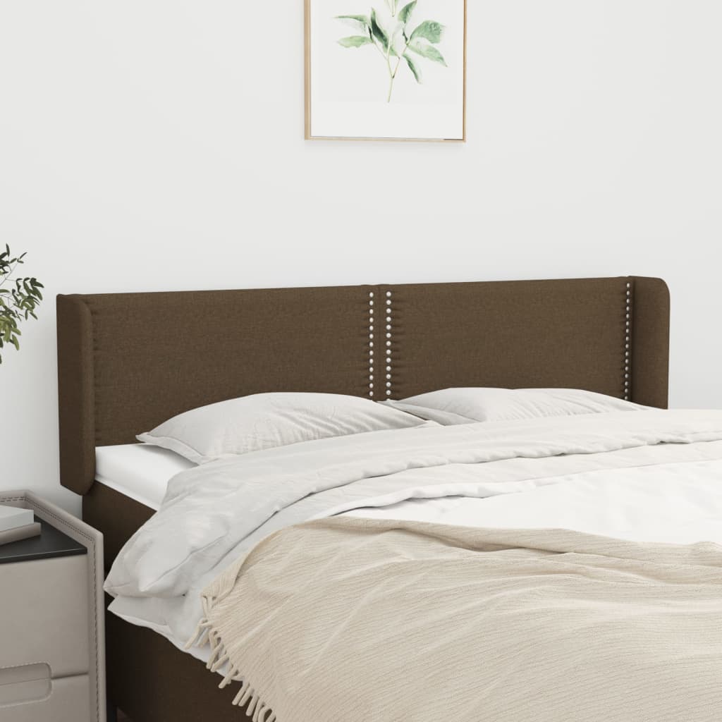 sengegavl med kanter 147x16x78/88 cm stof mørkebrun
