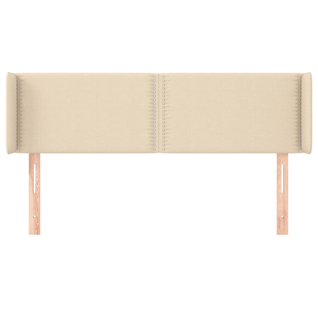 sengegavl med kanter 147x16x78/88 cm stof cremefarvet