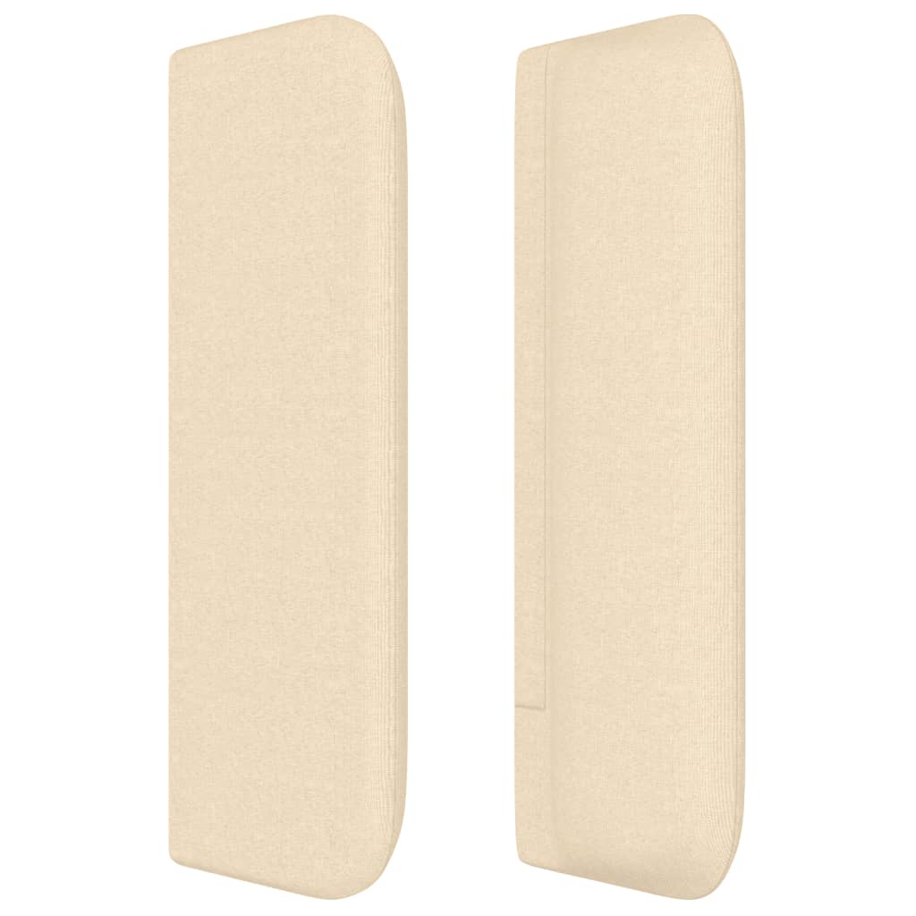 sengegavl med kanter 147x16x78/88 cm stof cremefarvet