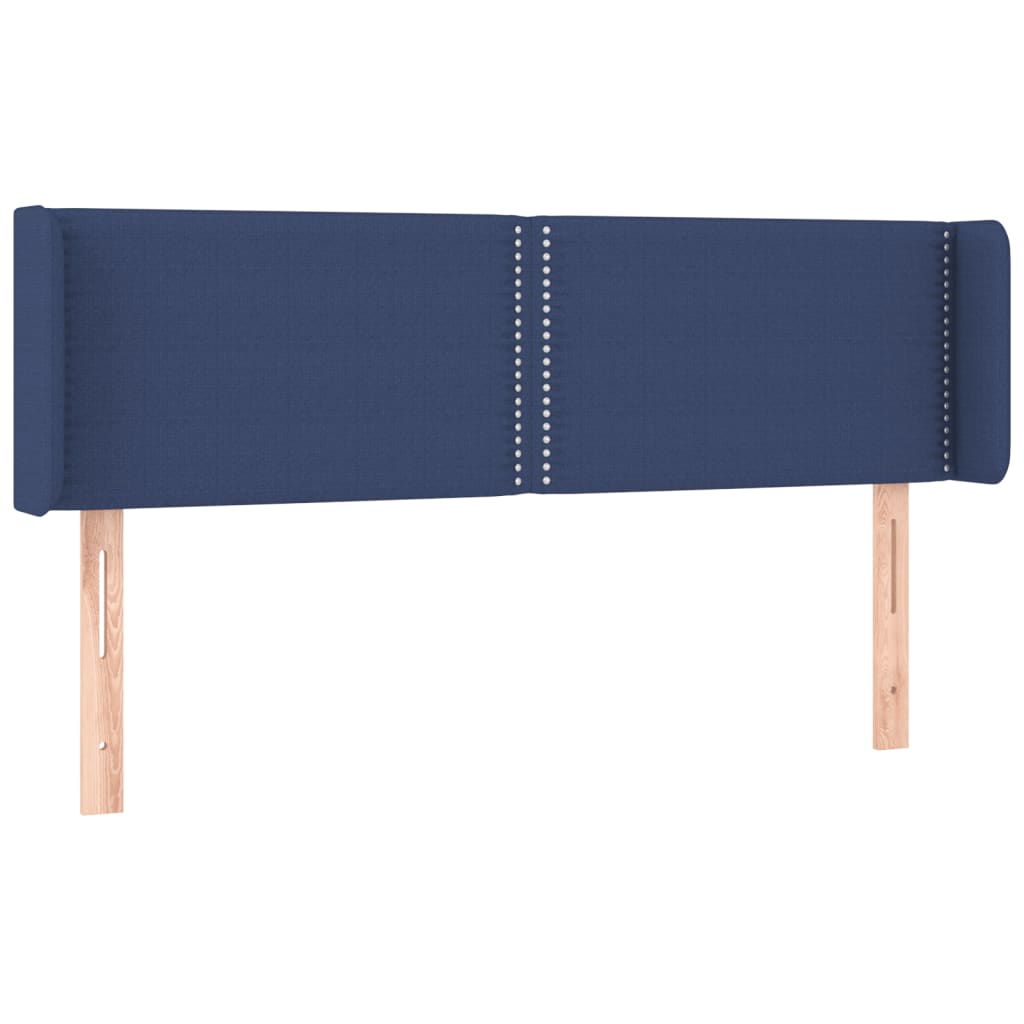 sengegavl med kanter 147x16x78/88 cm stof blå