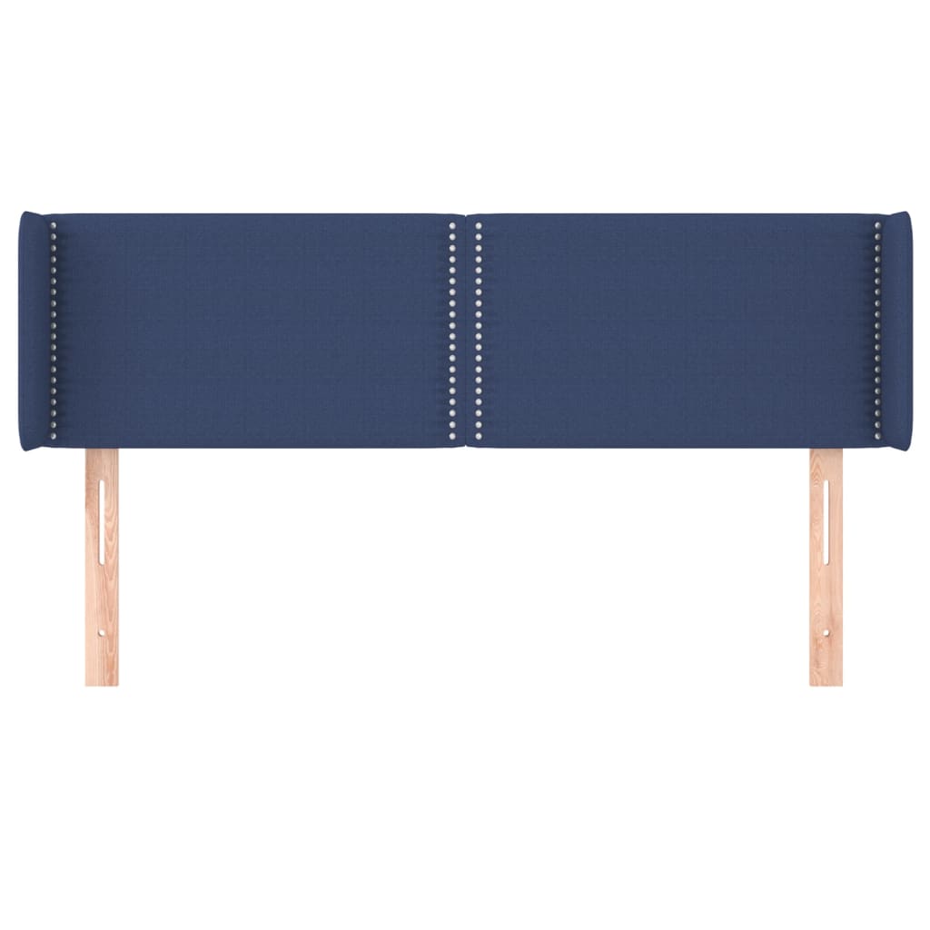 sengegavl med kanter 147x16x78/88 cm stof blå