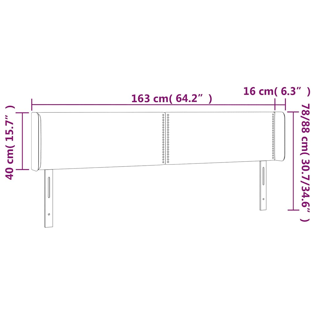 sengegavl med kanter 163x16x78/88 cm stof sort