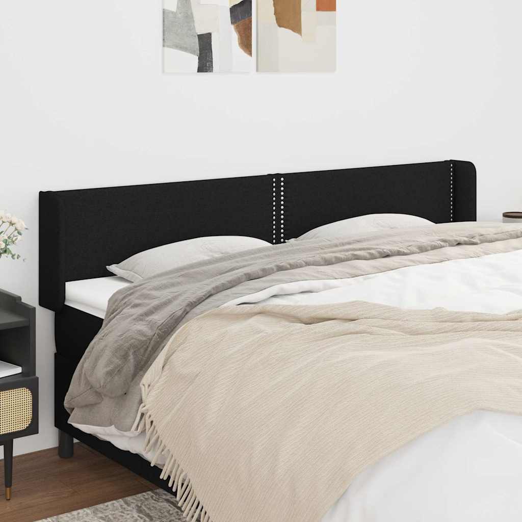 sengegavl med kanter 163x16x78/88 cm stof sort