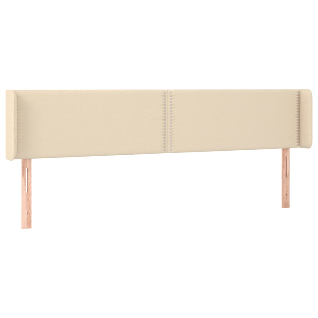 sengegavl med kanter 183x16x78/88 cm stof cremefarvet