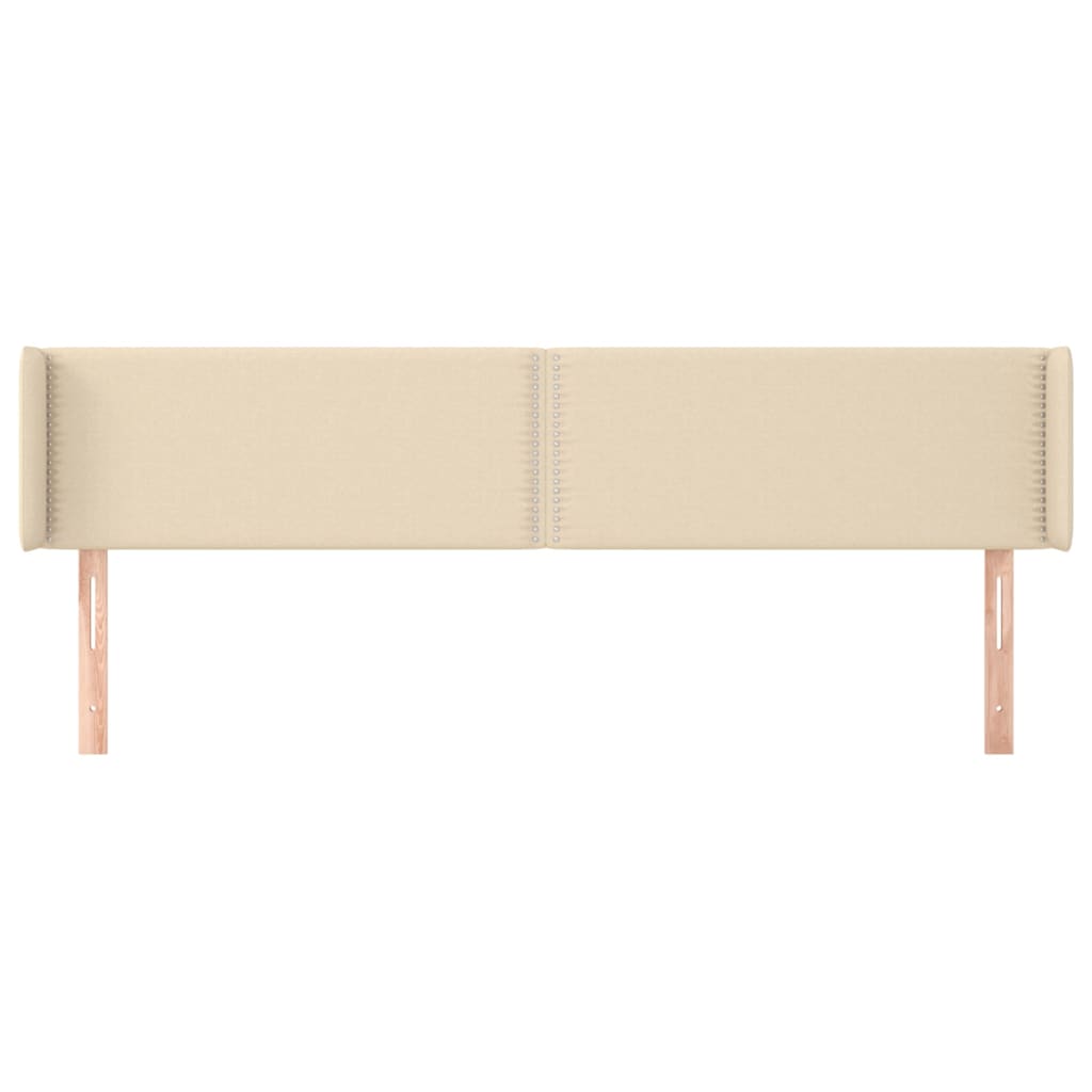 sengegavl med kanter 183x16x78/88 cm stof cremefarvet