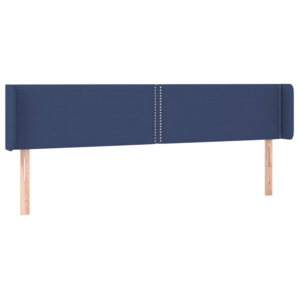 sengegavl med kanter 183x16x78/88 cm stof blå