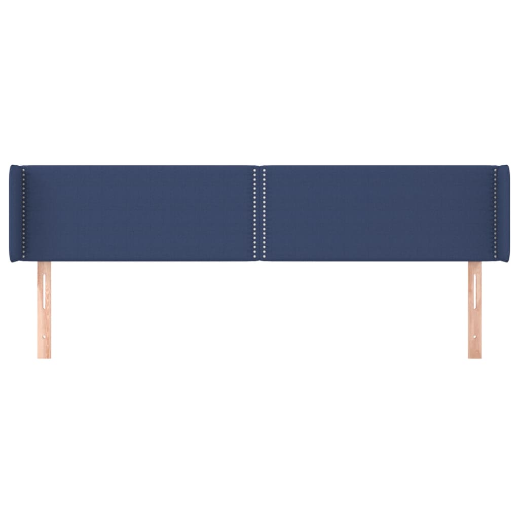 sengegavl med kanter 183x16x78/88 cm stof blå