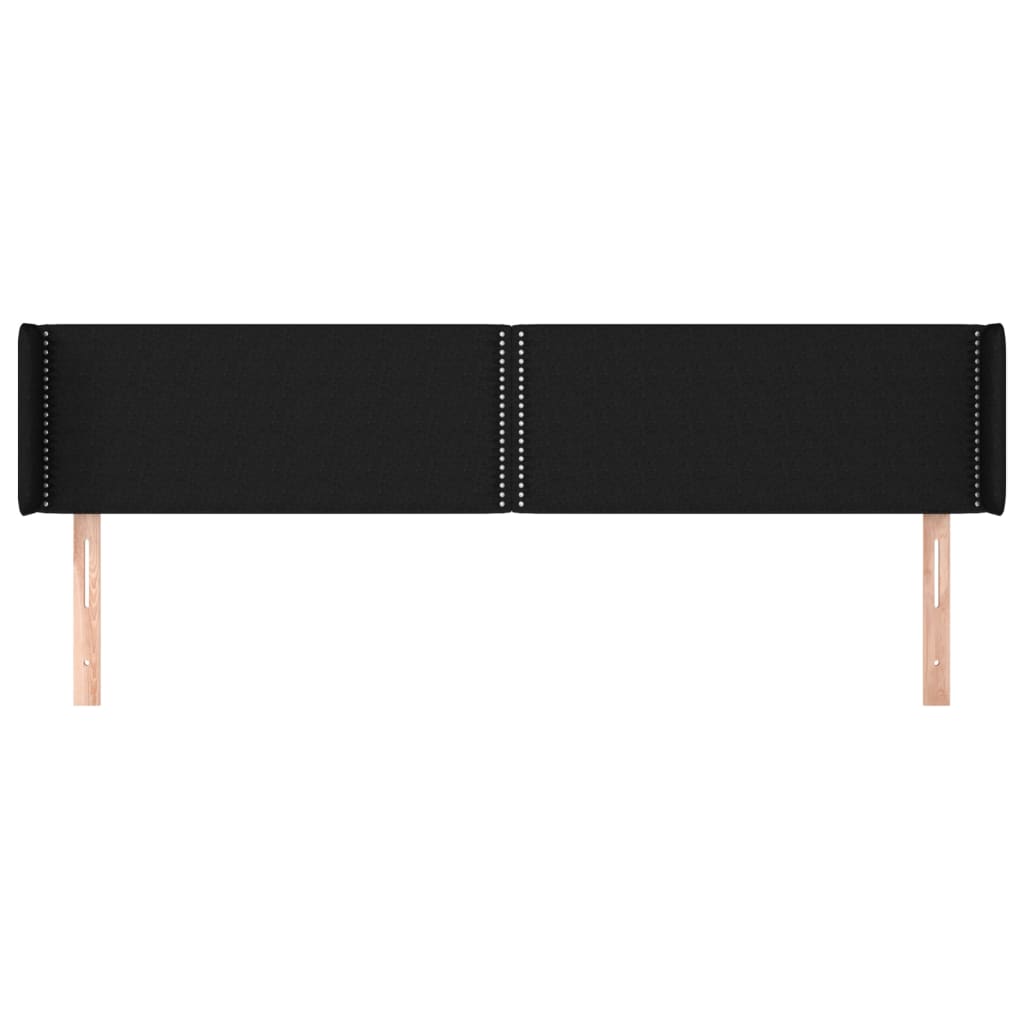 sengegavl med kanter 203x16x78/88 cm stof sort