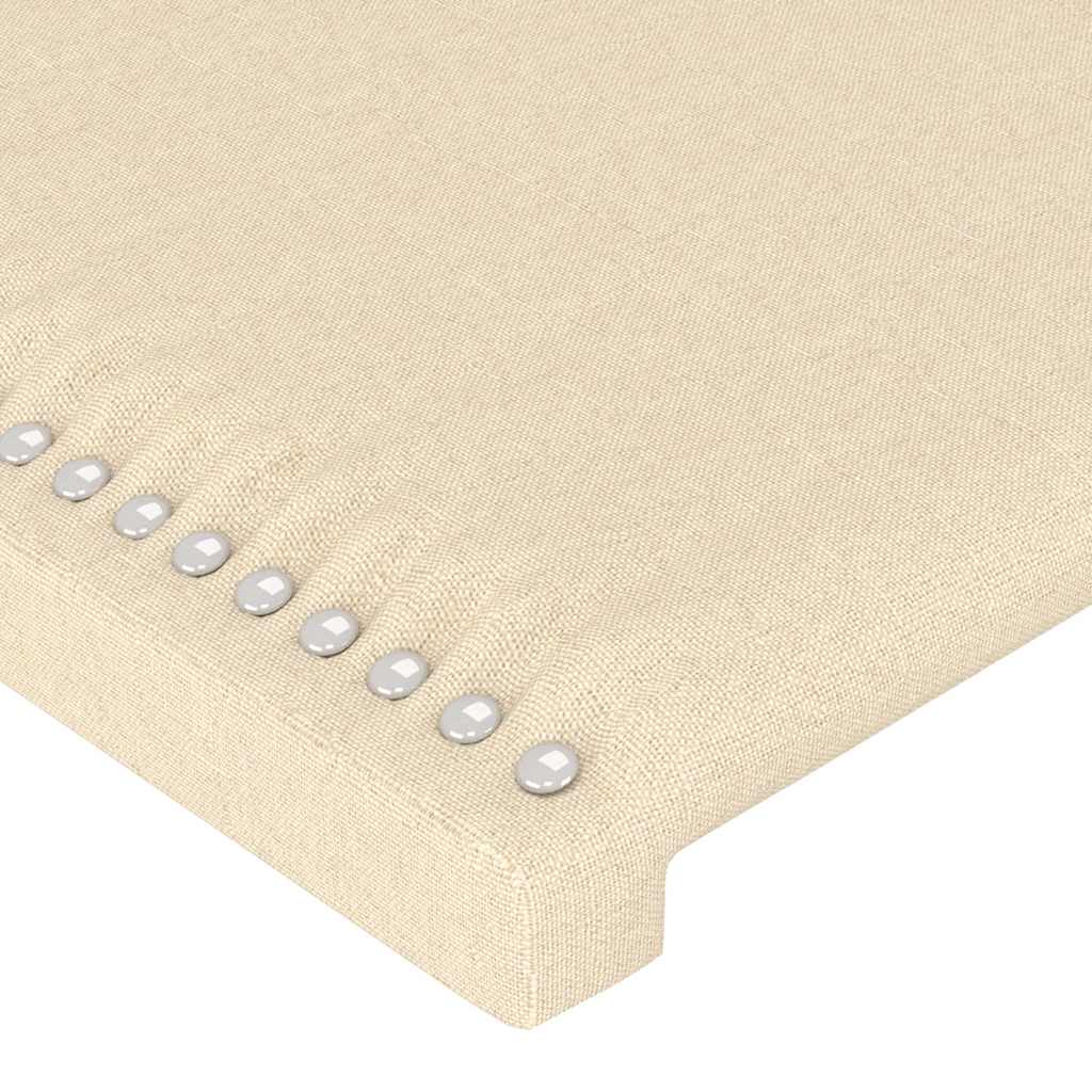 sengegavl med kanter 203x16x78/88 cm stof cremefarvet