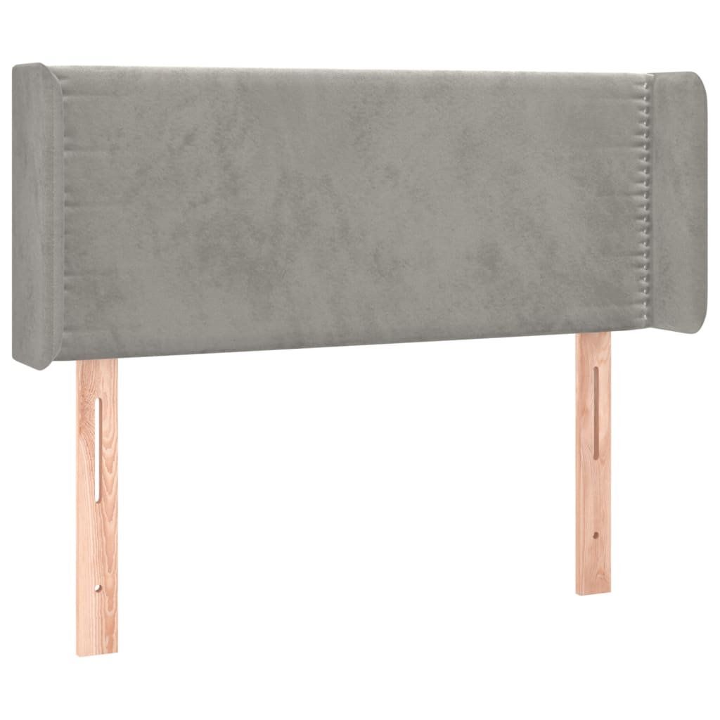 sengegavl med kanter 83x16x78/88 cm fløjl lysegrå