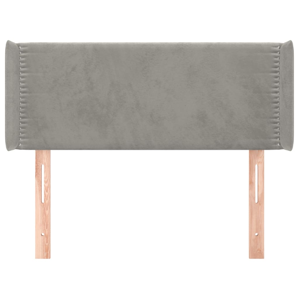 sengegavl med kanter 83x16x78/88 cm fløjl lysegrå