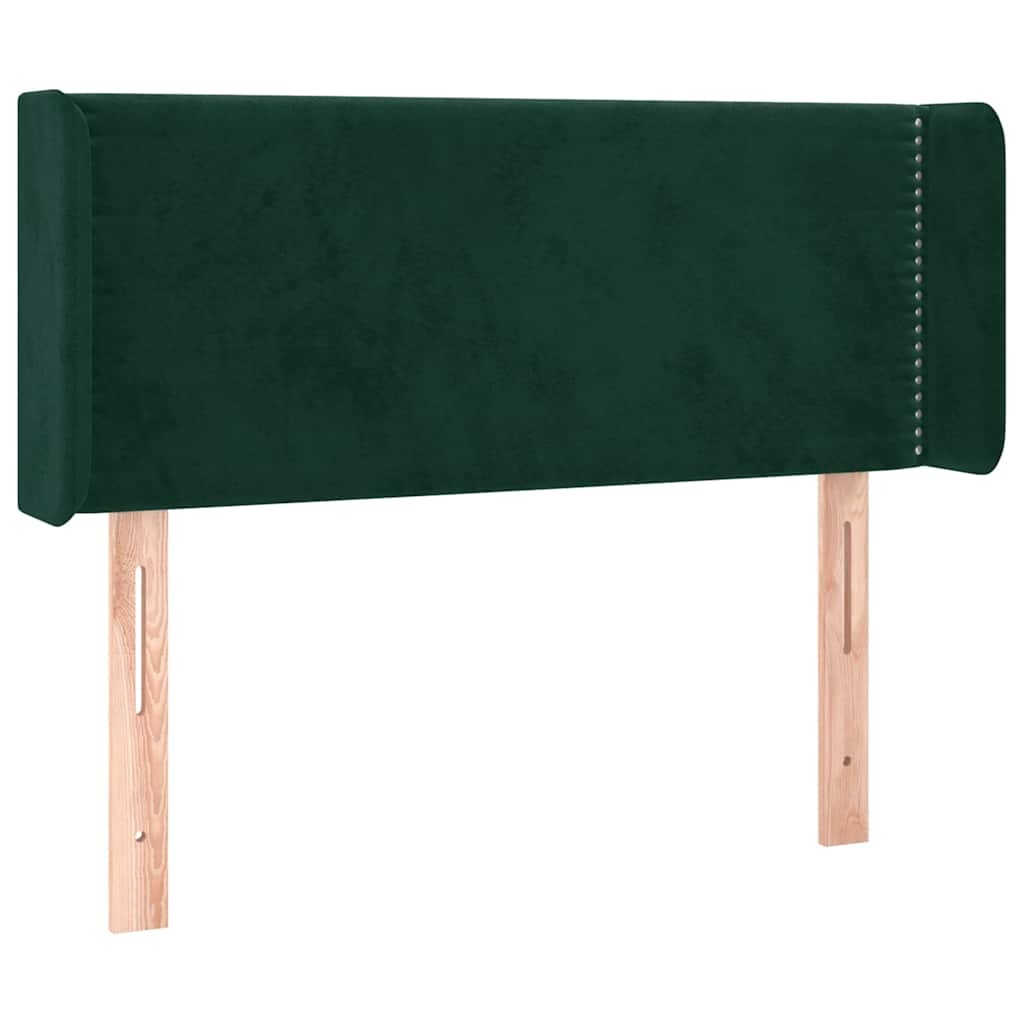 sengegavl med kanter 83x16x78/88 cm fløjl mørkegrøn