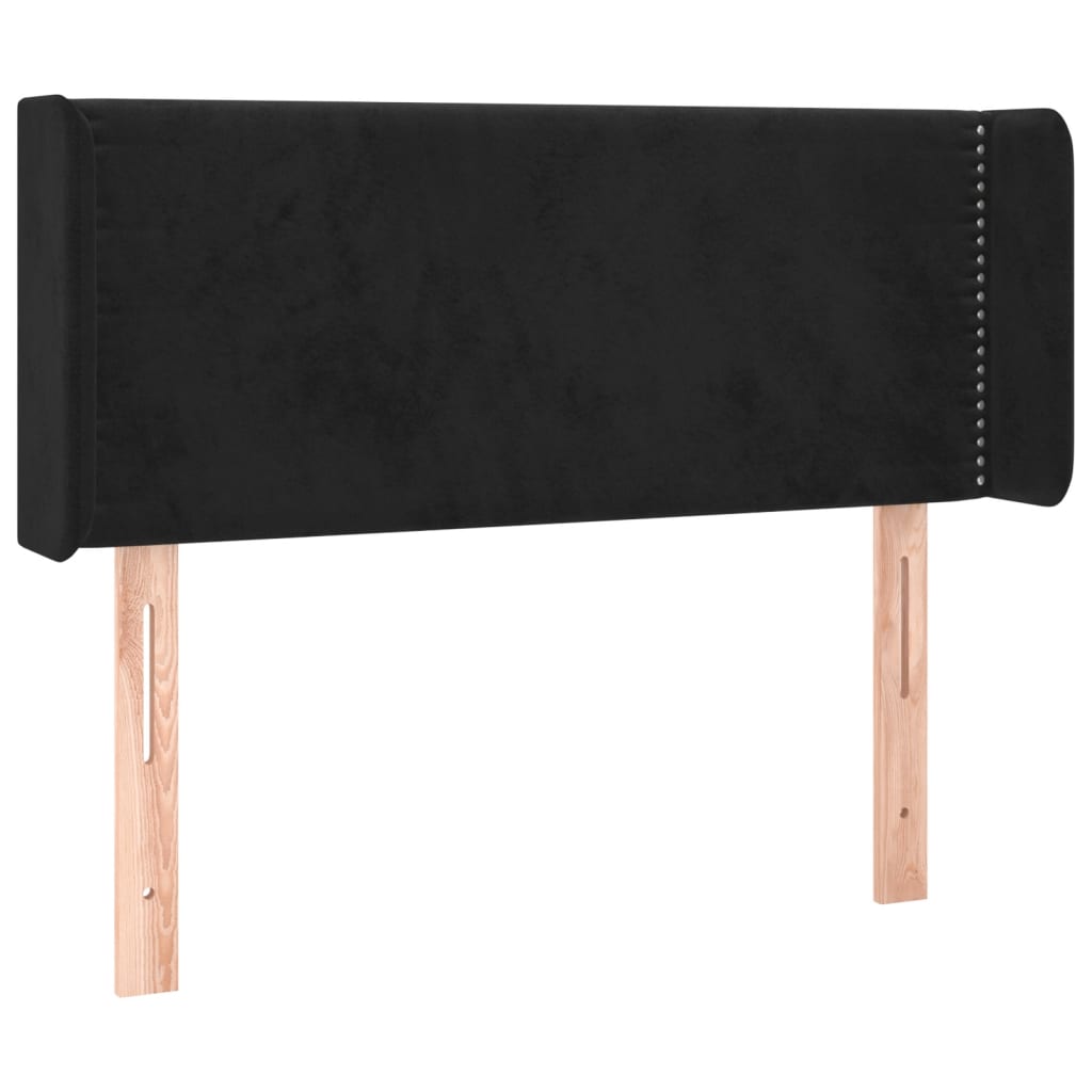 sengegavl med kanter 93x16x78/88 cm fløjl sort