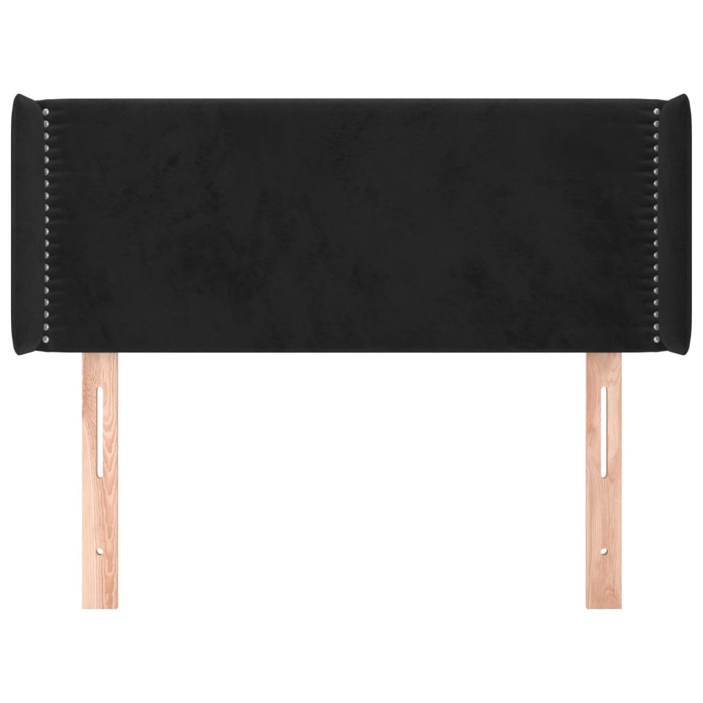 sengegavl med kanter 93x16x78/88 cm fløjl sort
