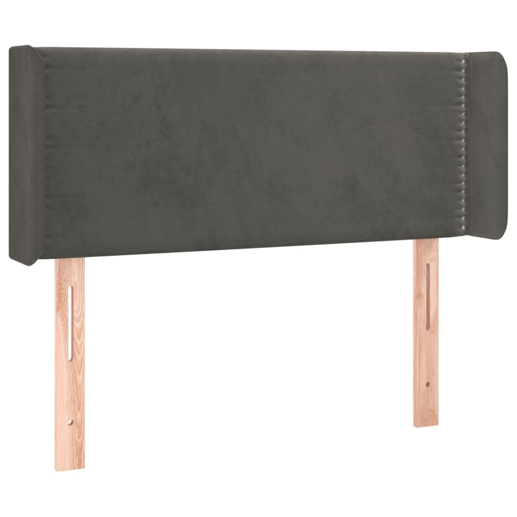 sengegavl med kanter 103x16x78/88 cm fløjl mørkegrå