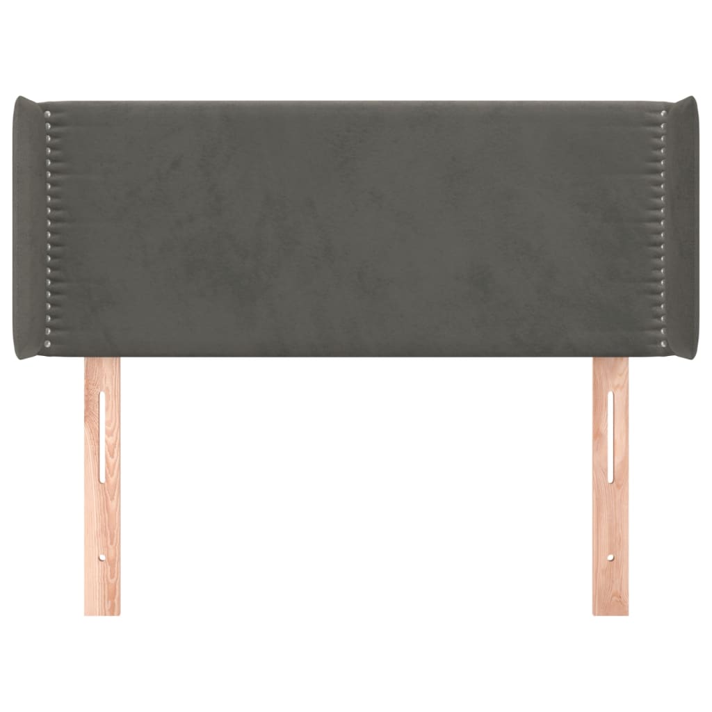 sengegavl med kanter 103x16x78/88 cm fløjl mørkegrå