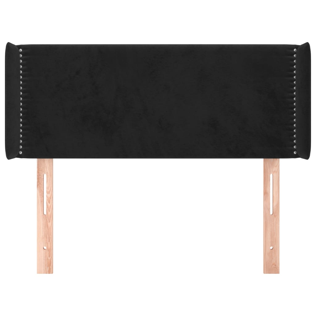 sengegavl med kanter 103x16x78/88 cm fløjl sort
