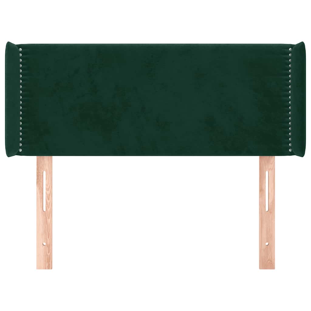sengegavl med kanter 103x16x78/88 cm fløjl mørkegrøn