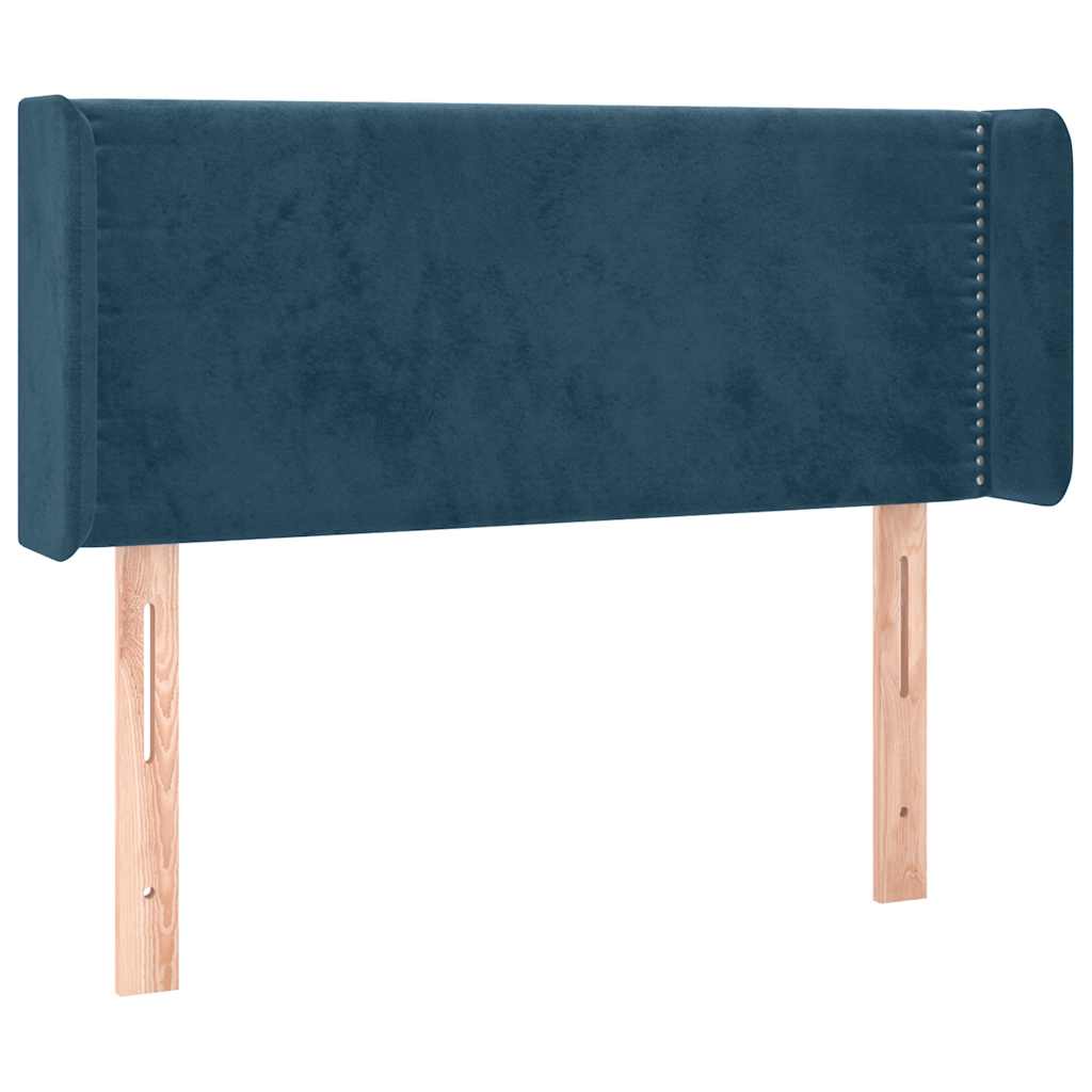 sengegavl med kanter 103x16x78/88 cm fløjl mørkeblå