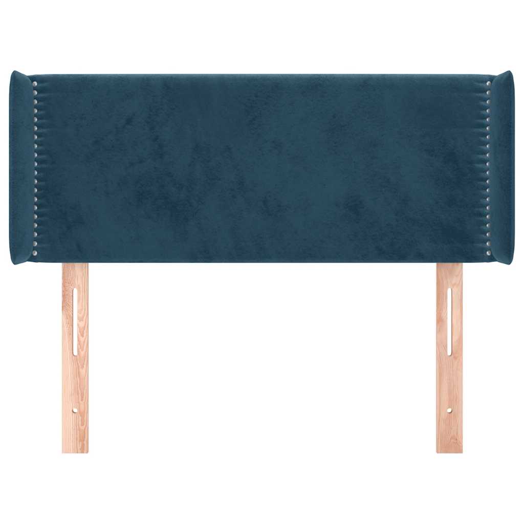 sengegavl med kanter 103x16x78/88 cm fløjl mørkeblå