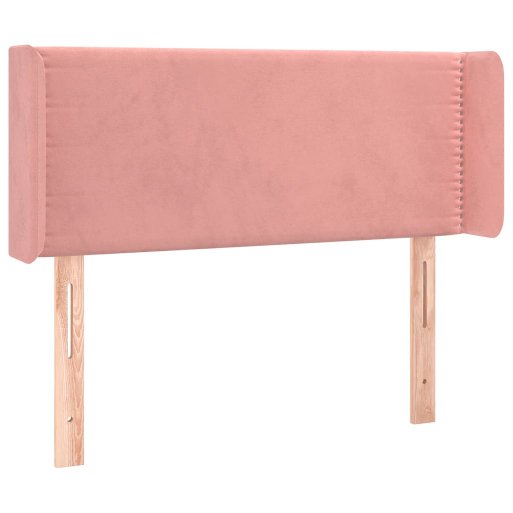 sengegavl med kanter 103x16x78/88 cm fløjl lyserød