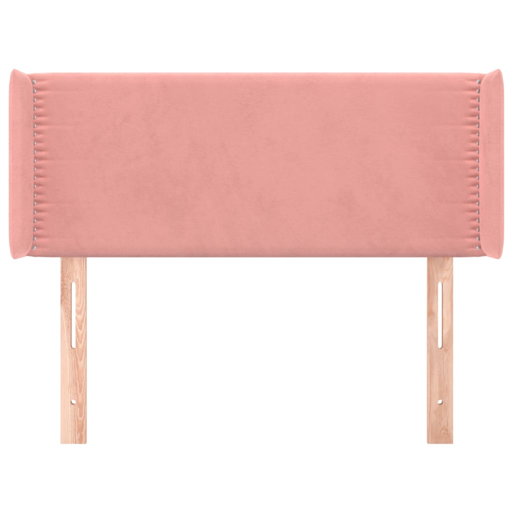 sengegavl med kanter 103x16x78/88 cm fløjl lyserød