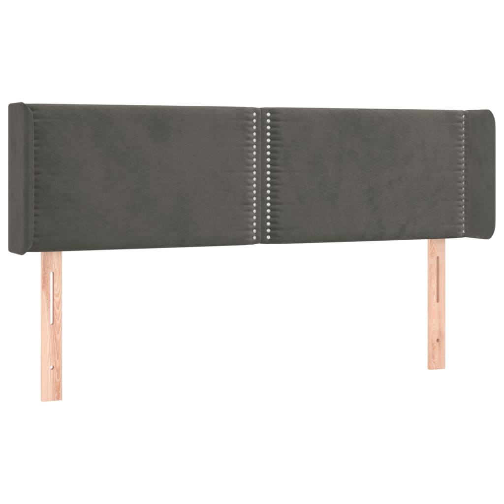 sengegavl med kanter 147x16x78/88 cm fløjl mørkegrå