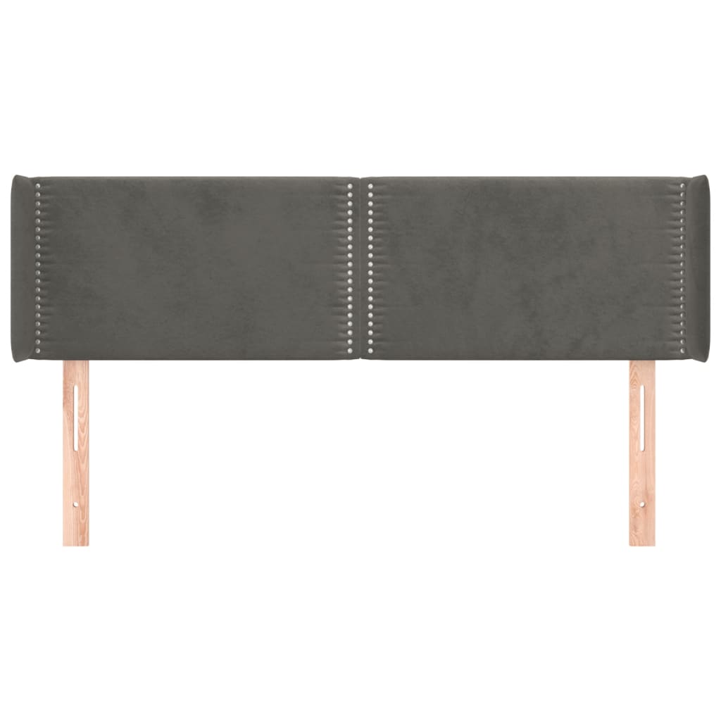 sengegavl med kanter 147x16x78/88 cm fløjl mørkegrå