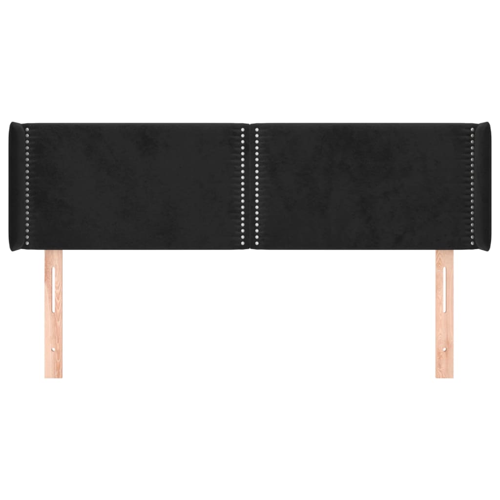 sengegavl med kanter 147x16x78/88 cm fløjl sort