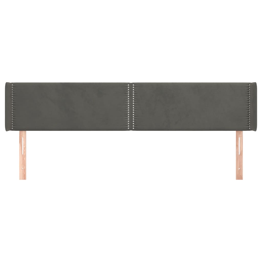 sengegavl med kanter 163x16x78/88 cm fløjl mørkegrå