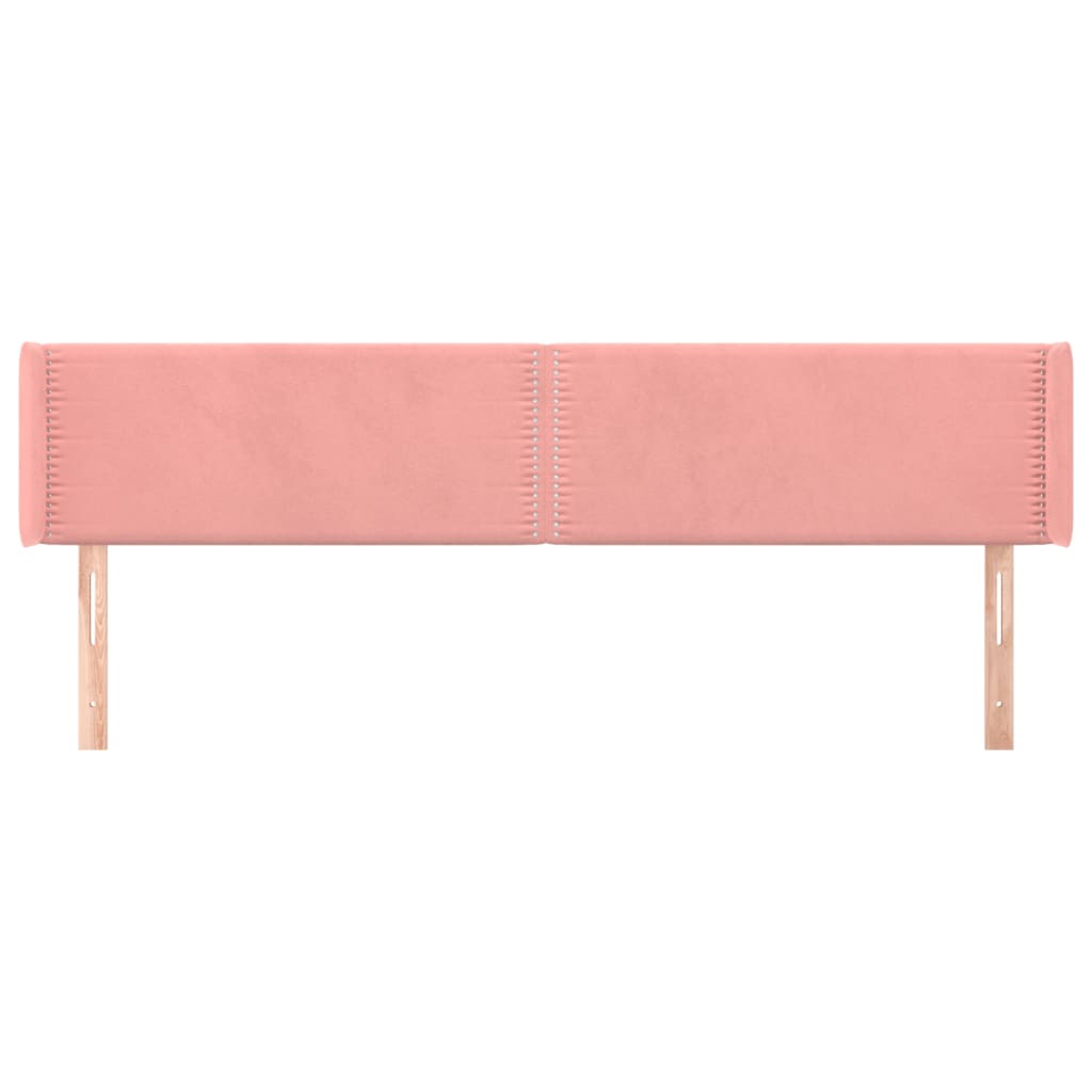sengegavl med kanter 163x16x78/88 cm fløjl lyserød