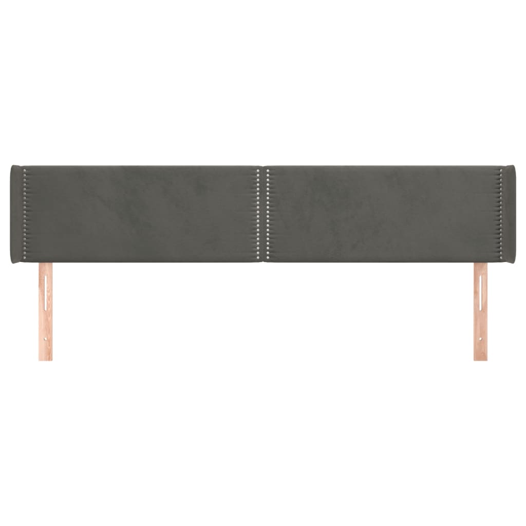 sengegavl med kanter 183x16x78/88 cm fløjl mørkegrå