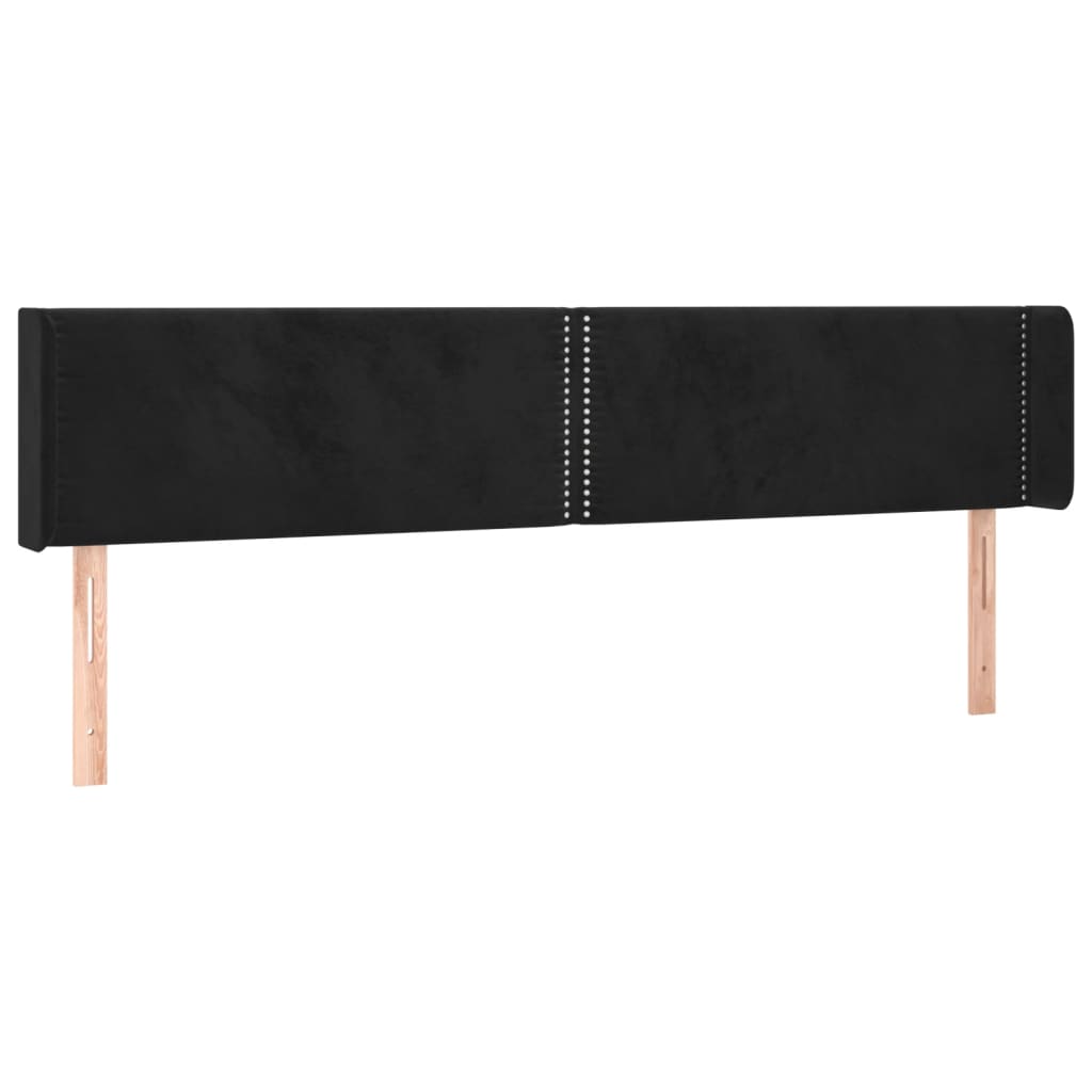 sengegavl med kanter 183x16x78/88 cm fløjl sort