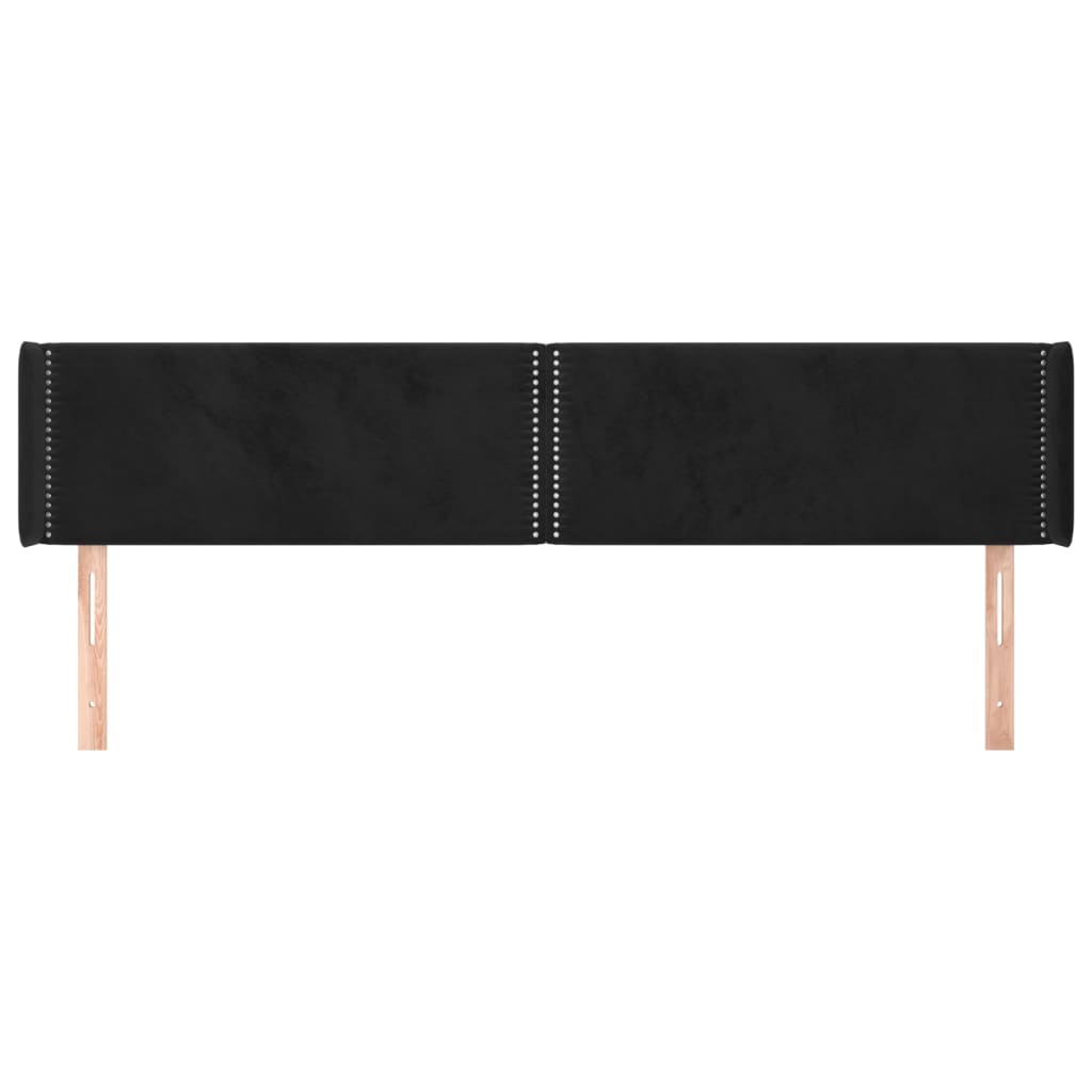 sengegavl med kanter 183x16x78/88 cm fløjl sort