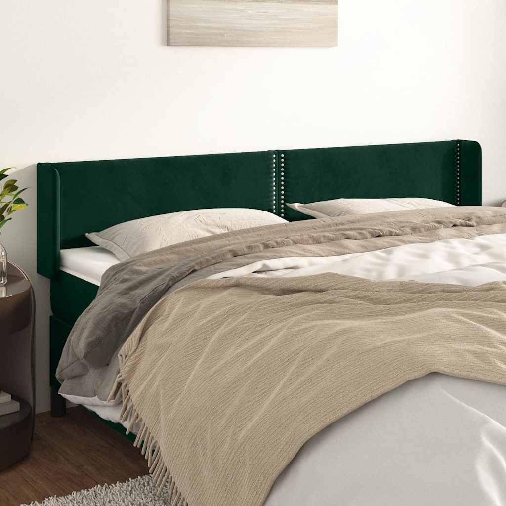 sengegavl med kanter 183x16x78/88 cm fløjl mørkegrøn