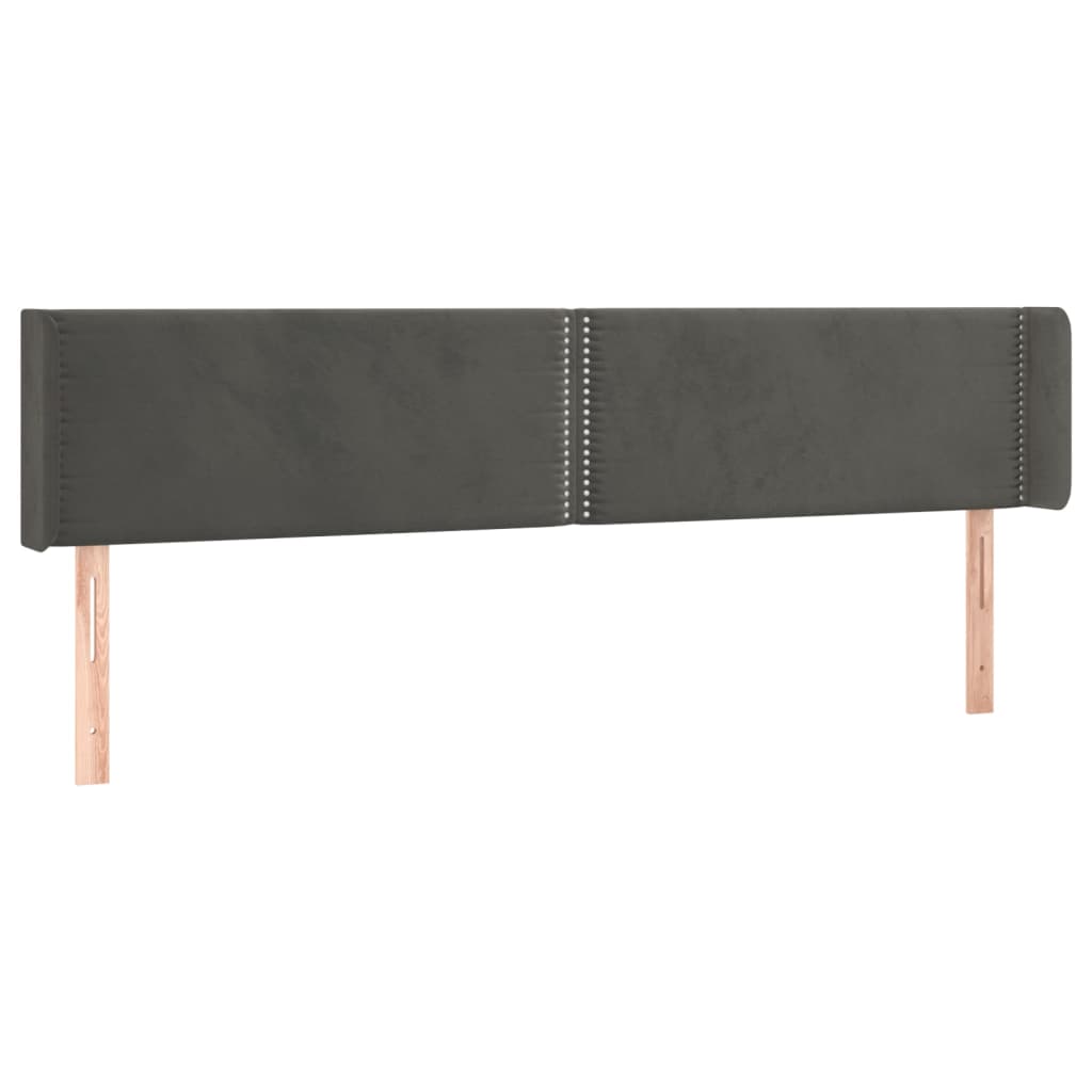 sengegavl med kanter 203x16x78/88 cm fløjl mørkegrå