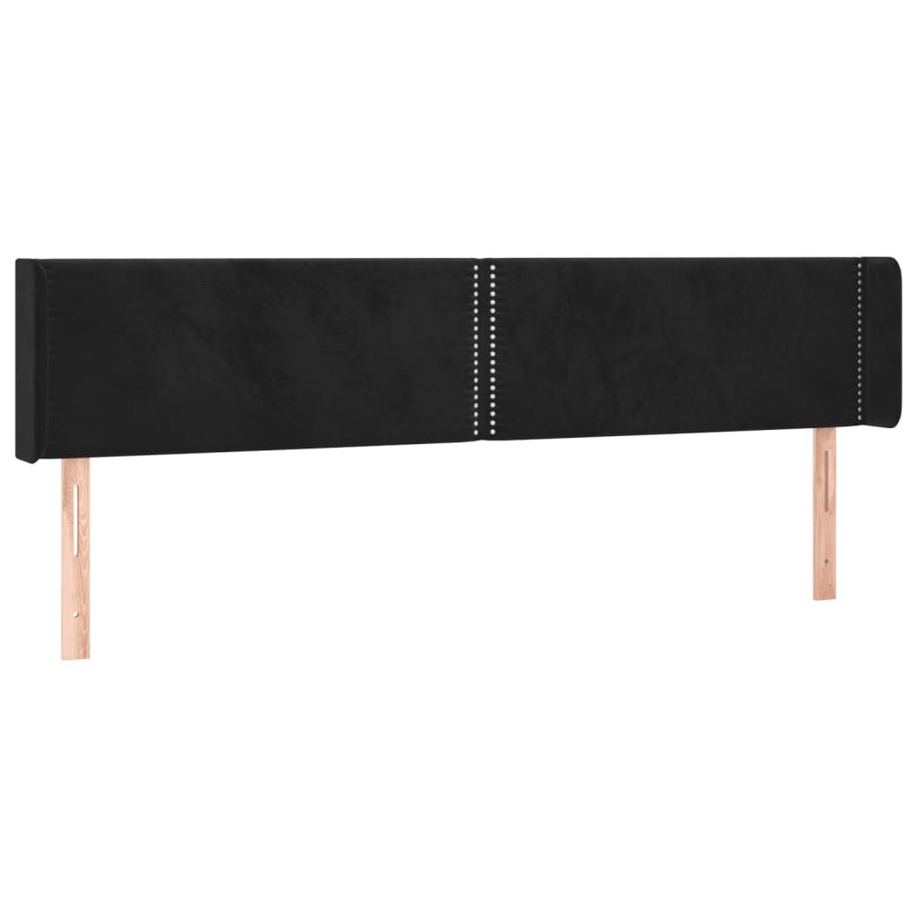 sengegavl med kanter 203x16x78/88 cm fløjl sort