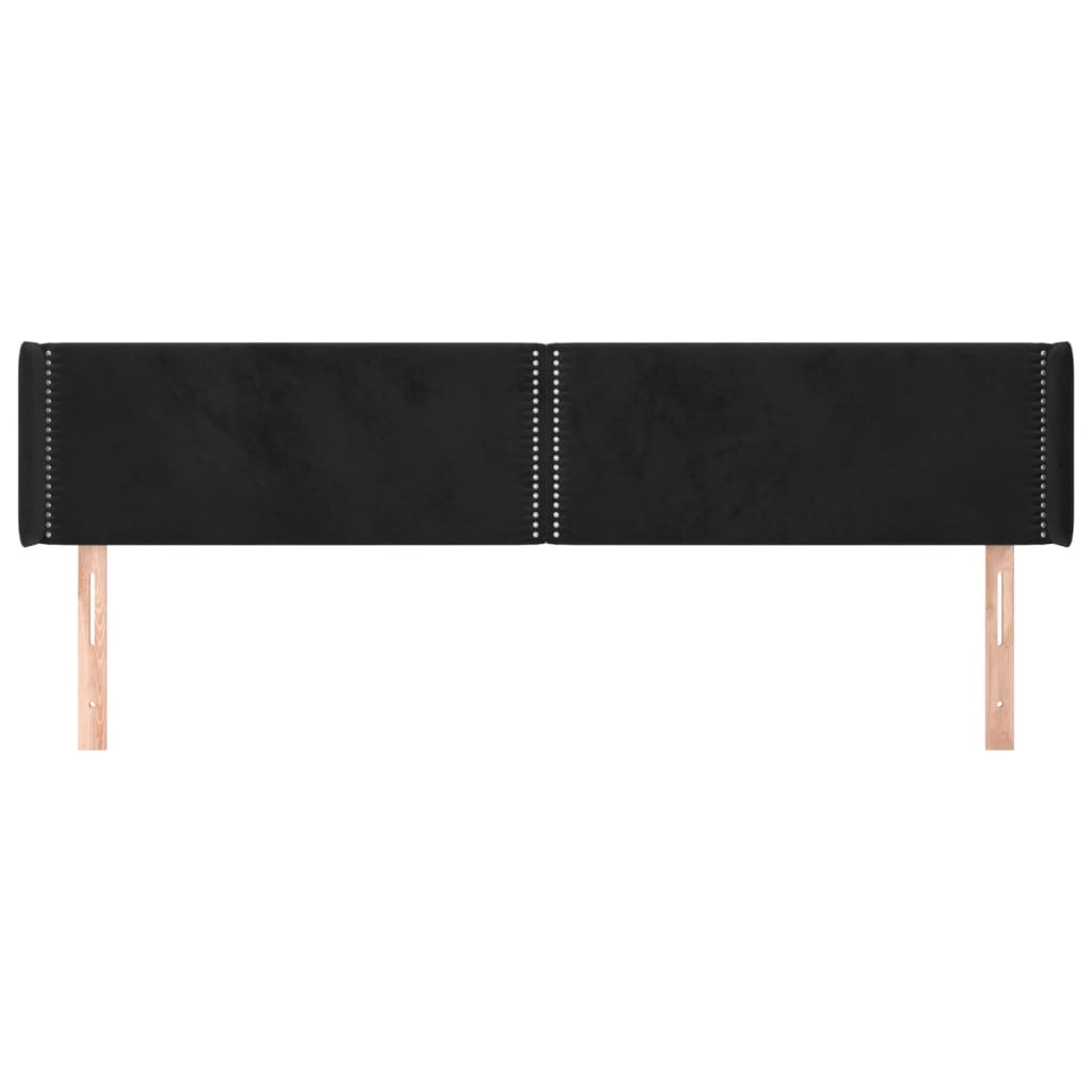 sengegavl med kanter 203x16x78/88 cm fløjl sort