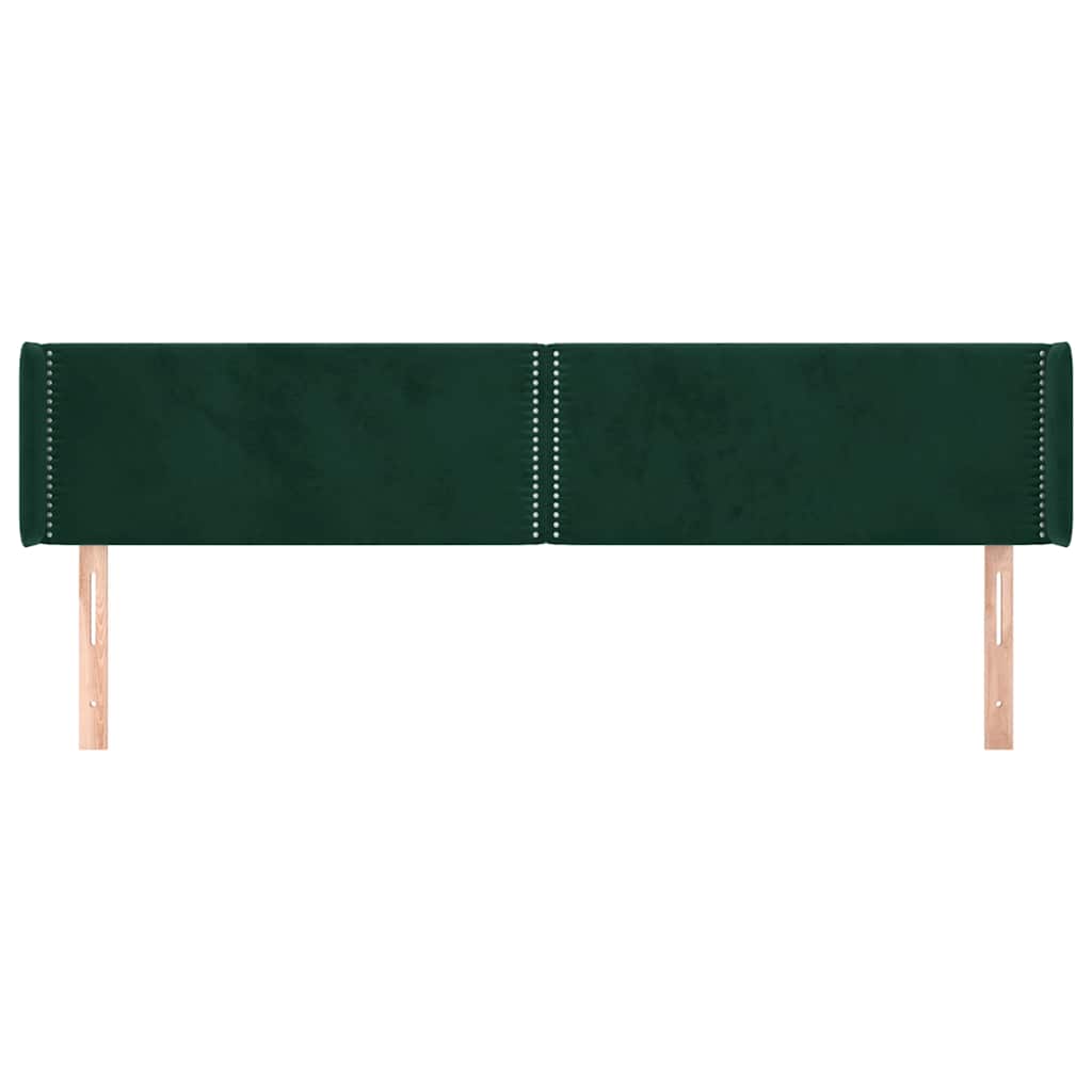 sengegavl med kanter 203x16x78/88 cm fløjl mørkegrøn