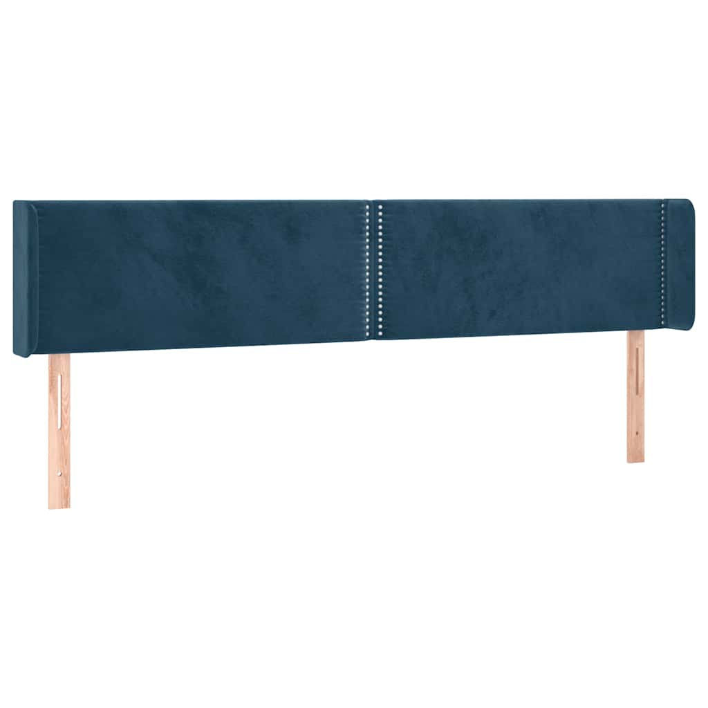 sengegavl med kanter 203x16x78/88 cm fløjl mørkeblå