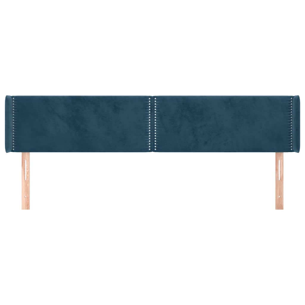 sengegavl med kanter 203x16x78/88 cm fløjl mørkeblå