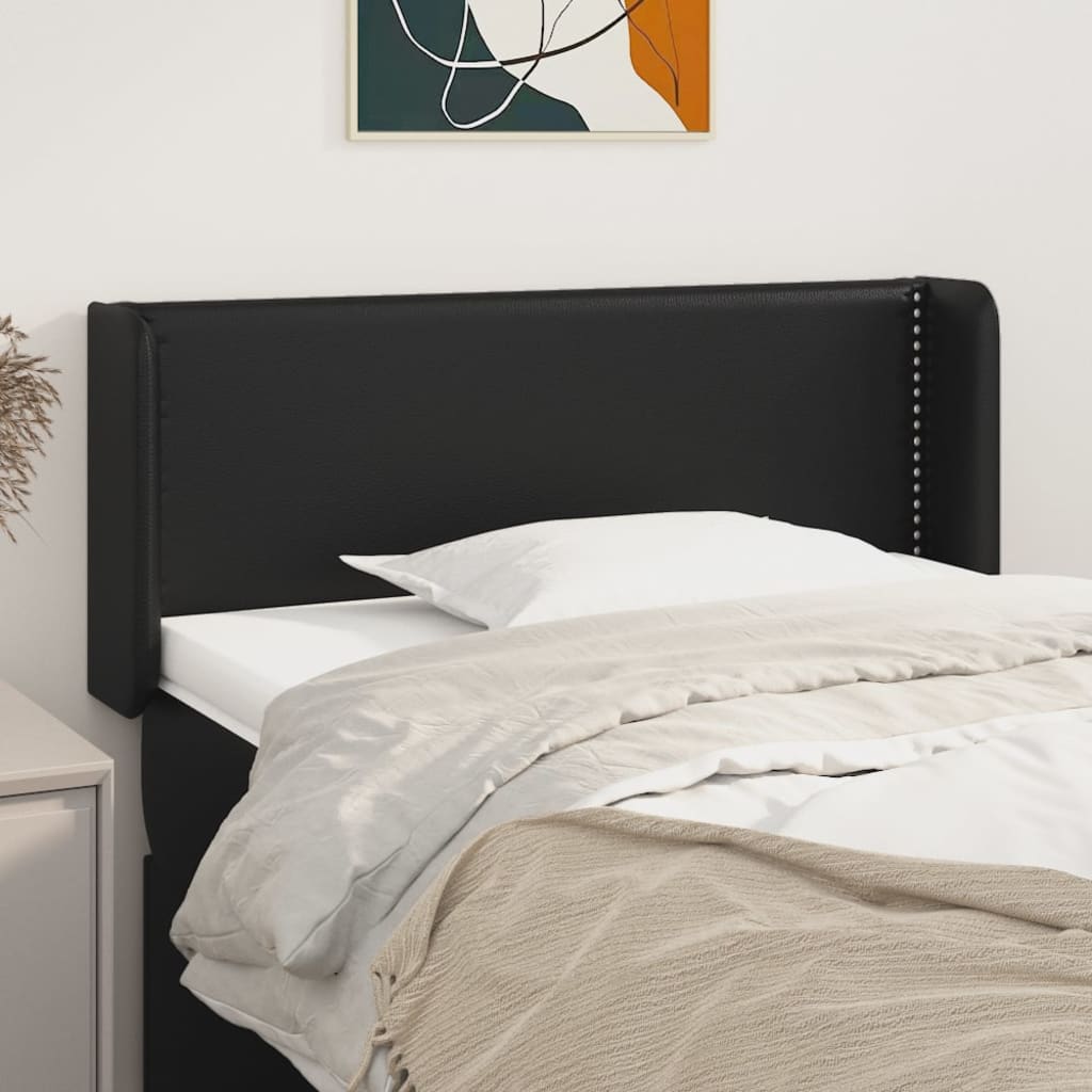 sengegavl med kanter 83x16x78/88 cm kunstlæder sort