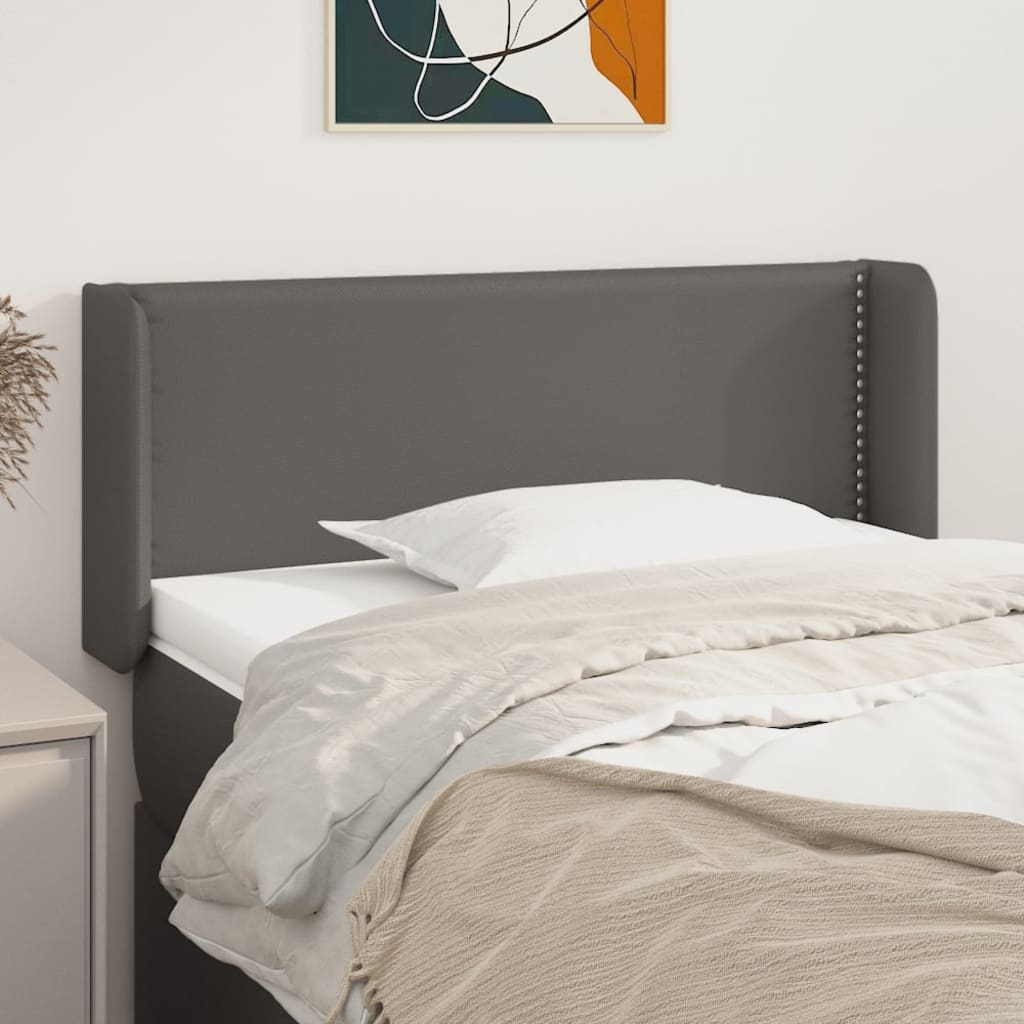 sengegavl med kanter 83x16x78/88 cm kunstlæder grå