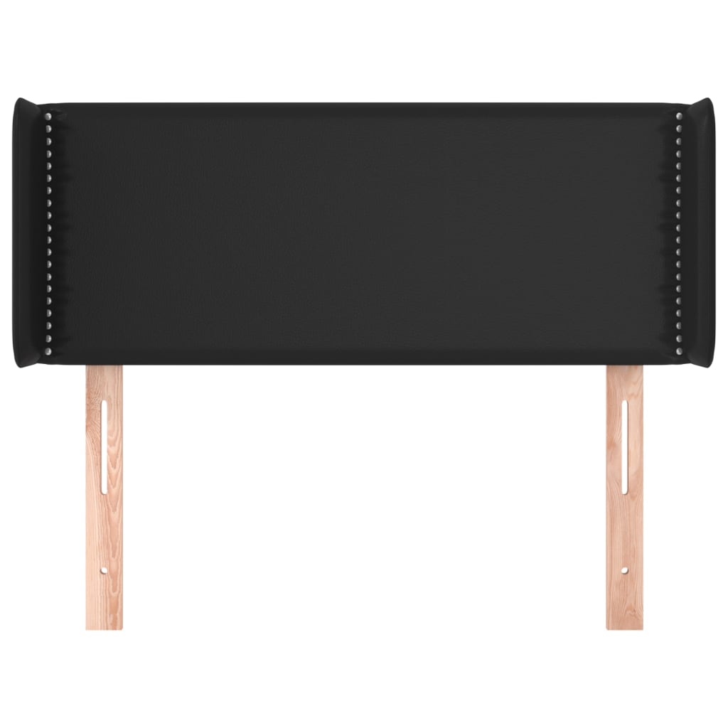 sengegavl med kanter 103x16x78/88 cm kunstlæder sort