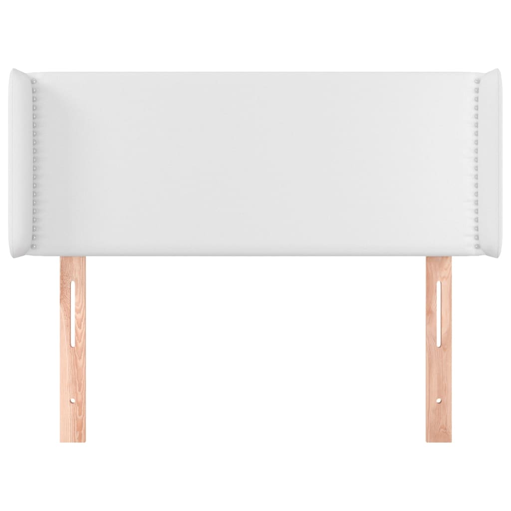 sengegavl med kanter 103x16x78/88 cm kunstlæder hvid