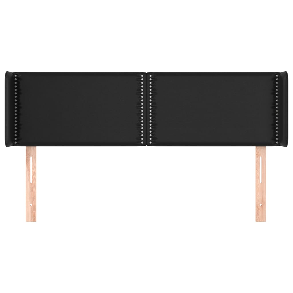 sengegavl med kanter 147x16x78/88 cm kunstlæder sort