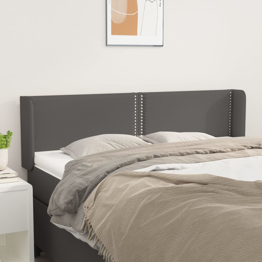 sengegavl med kanter 147x16x78/88 cm kunstlæder grå