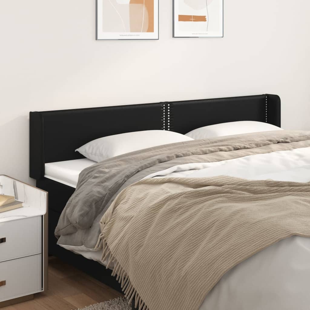 sengegavl med kanter 183x16x78/88 cm kunstlæder sort