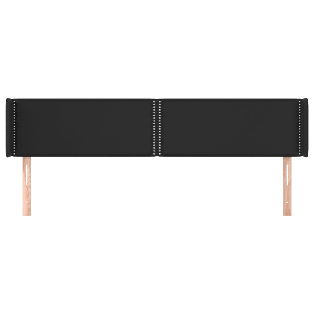 sengegavl med kanter 203x16x78/88 cm kunstlæder sort